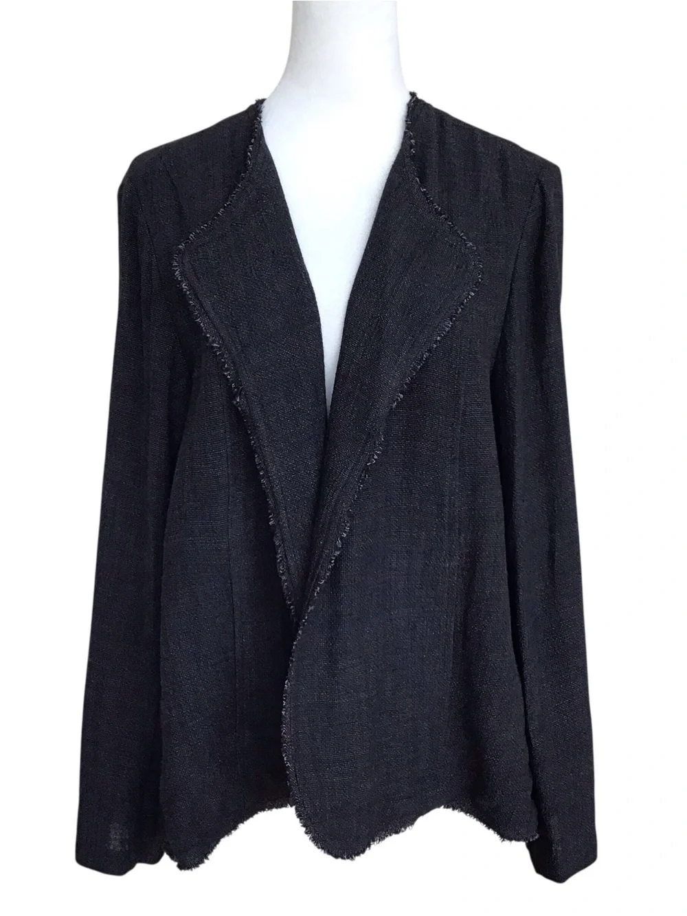 Eileen Fisher Tweed Open- Front Italian Fabric Jacket